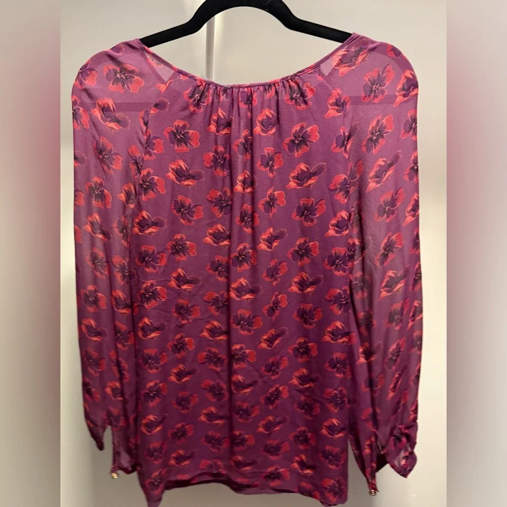 Tory Burch Purple and Red Silk Floral Blouse - Picture 2 of 3